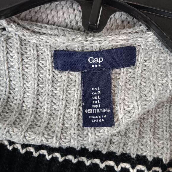 Gap Open Textured Cardigan Sweater Womens L Black Gray Striped Casual - Picture 6 of 14